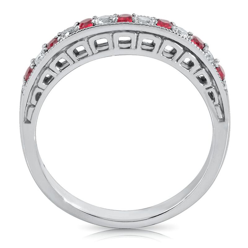Lab Created Ruby &amp; White Sapphire Stack Ring in Sterling Silver