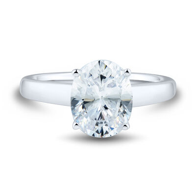 lab grown diamond oval solitaire engagement ring in 14k white gold (2 1/2 ct.)