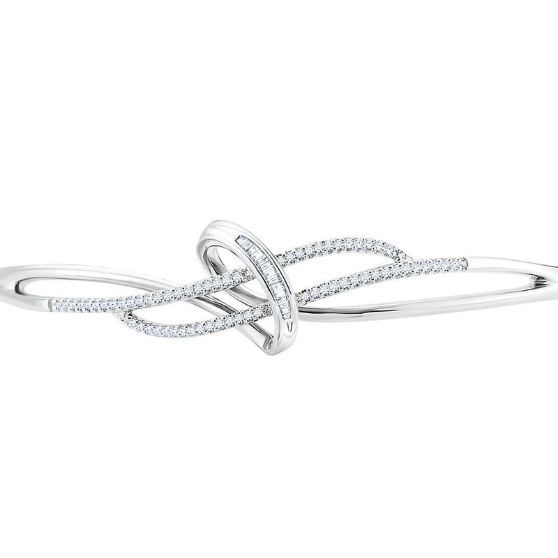 1/4 ct. tw. Diamond Bangle Bracelet in Sterling Silver