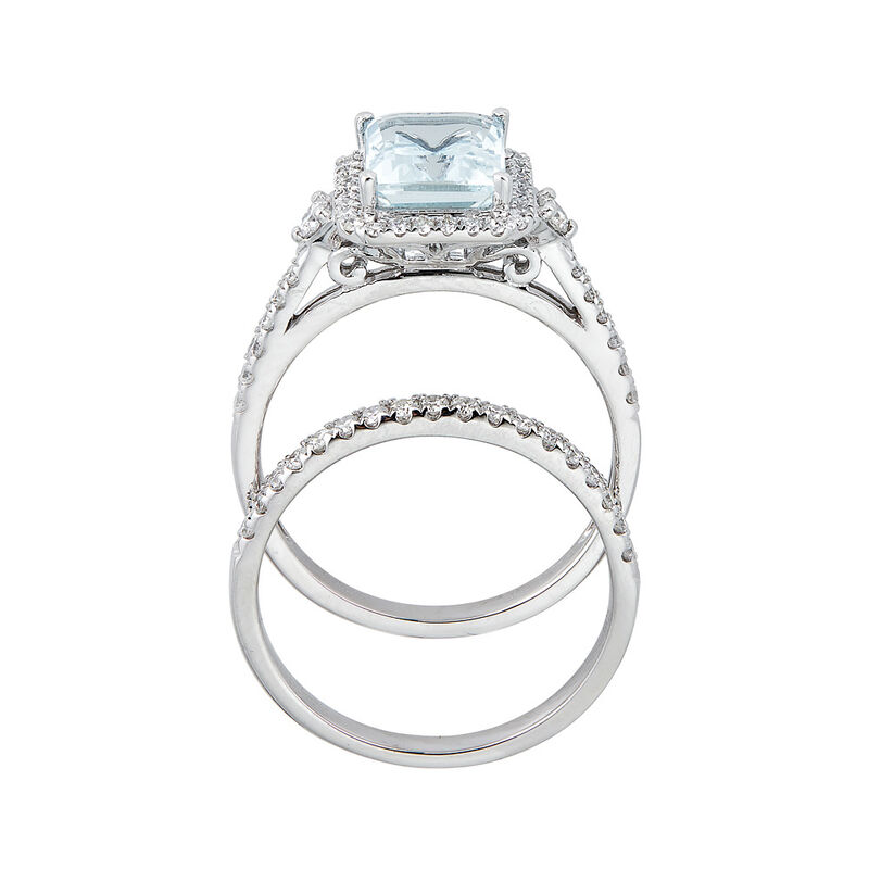 Limited Edition Aquamarine &amp; 1/2 ct. tw. Diamond Ring Set in 14K White Gold