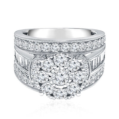 Diamond Halo Center Engagement Ring in 10K White Gold (3 ct. tw.)