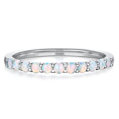 Lab-Created Opal Stack Ring in Sterling Silver