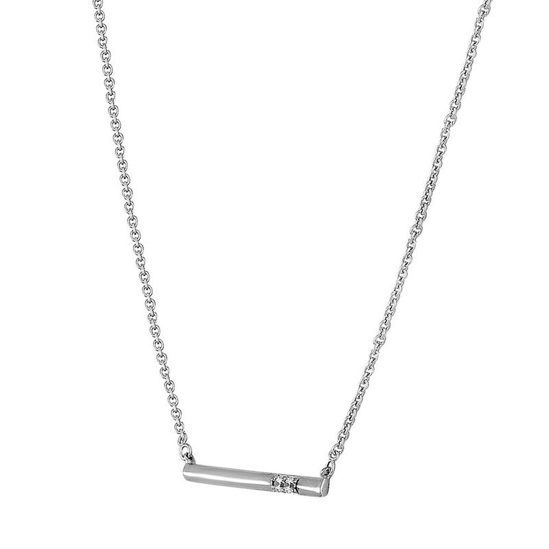 Diamond Two-Stone Bar Necklace in Sterling Silver
