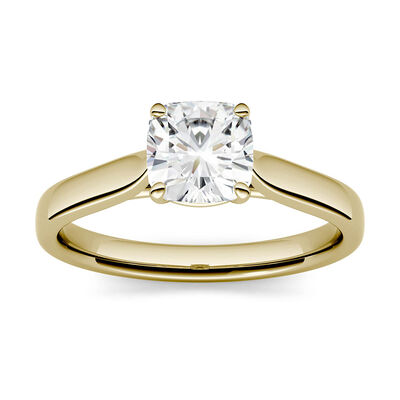 Cushion-Cut Moissanite Solitaire Ring in 14K Yellow Gold (1 ct.)
