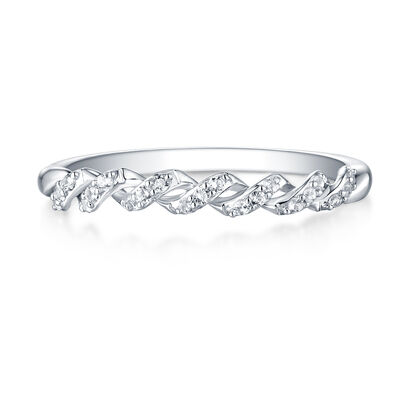 Lab-Created White Sapphire Twist Ring in Sterling Silver