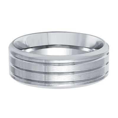 Men's Grooved Band in Titanium, 8MM