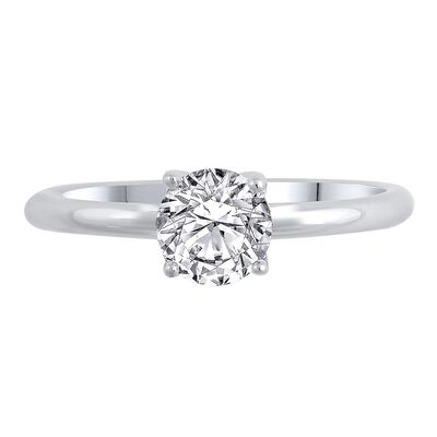 lab grown diamond solitaire round engagement ring in 14k white gold (1 ct.)