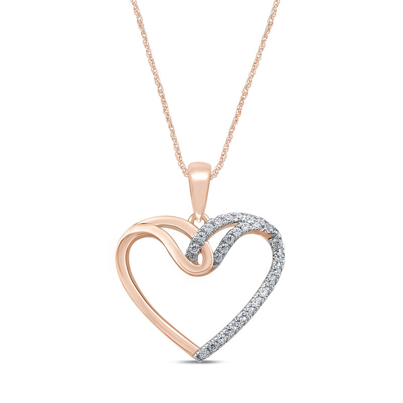 Lab Grown Diamond Heart Pendant in 10K Rose Gold &#40;1/5 ct. tw.&#41;