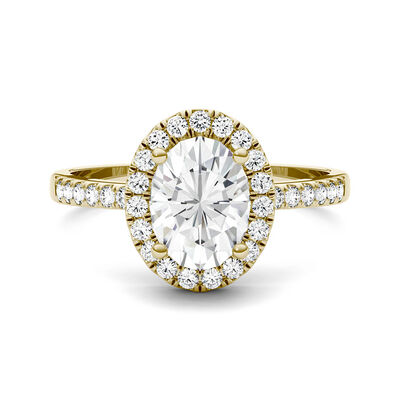 Oval Moissanite Halo Ring in 14K Yellow Gold (1 7/8 ct. tw.)