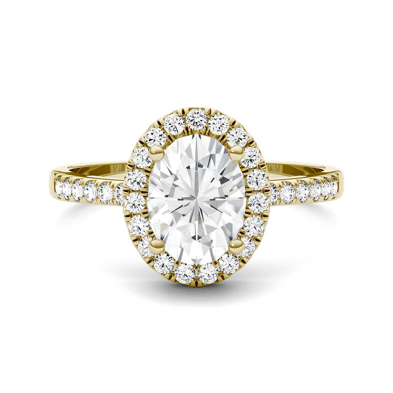 Oval Moissanite Halo Ring in 14K Yellow Gold &#40;1 7/8 ct. tw.&#41;