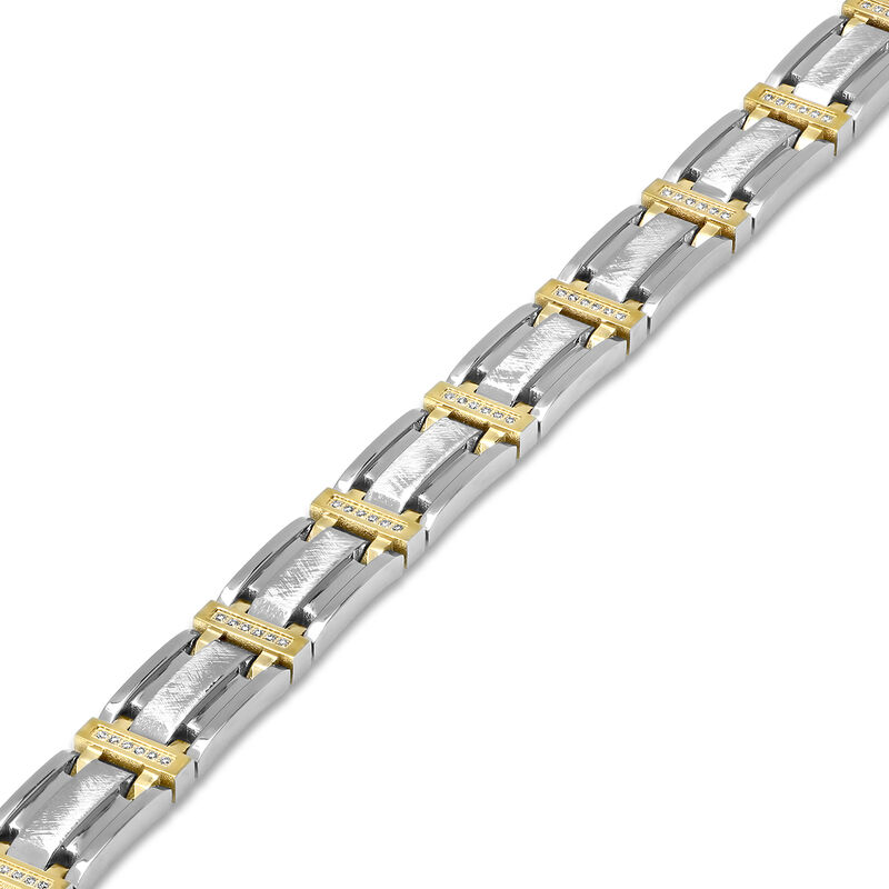 Diamond Link Bracelet in Stainless Steel and Yellow Ion-Plated Stainless Steel, 8.5&quot; &#40;3/8 ct. tw.&#41;