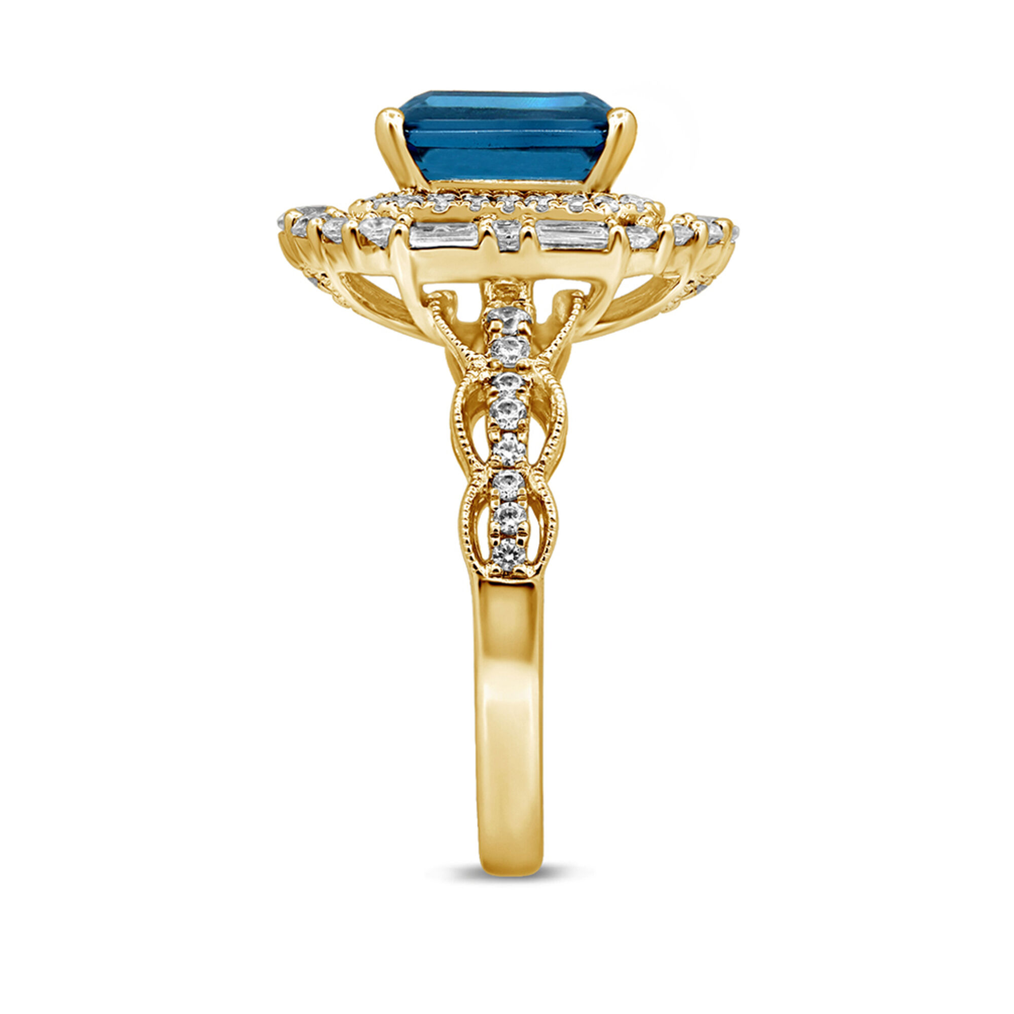 Olivia London Blue Topaz &amp; Diamond Engagement Ring in 14K yellow gold &#40;7/8 ct. tw.&#41; 