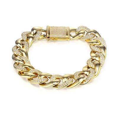 Men’s Diamond Cuban Chain Link Bracelet in 10K Yellow Gold (5 ct. tw.)