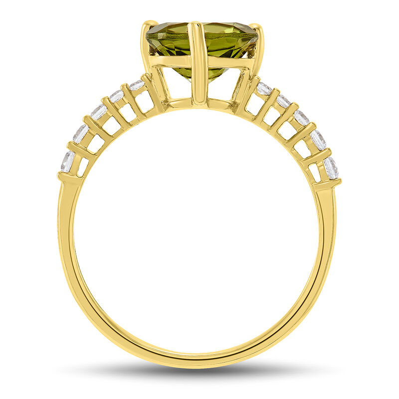 Round Peridot &amp; Diamond Ring in 10K Yellow Gold &#40;1/7 ct. tw.&#41;