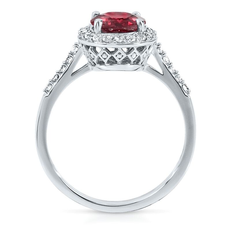 Lab Created Ruby & White Sapphire Ring in 10K White Gold | Helzberg ...