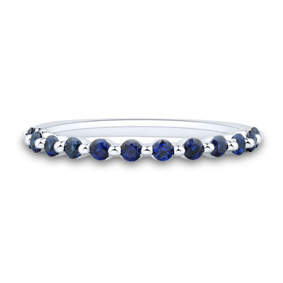 Lab Created Blue Sapphire Stack Band in Sterling Silver