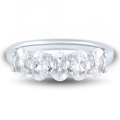 Lab Grown Diamond Five-Stone Oval Anniversary Band in 14K White Gold (1 1/2 ct. tw.)