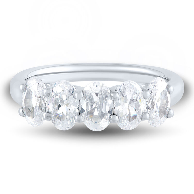 Lab Grown Diamond Five-Stone Oval Anniversary Band in 14K White Gold &#40;1 1/2 ct. tw.&#41;