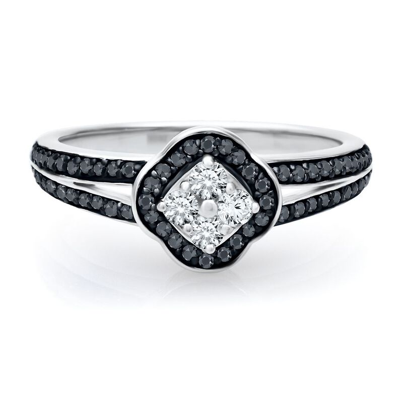 3/8 ct. tw. Black &amp; White Diamond Promise Ring in Sterling Silver