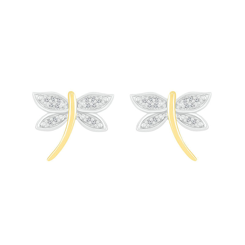 Gold Dragonfly Stud Earrings Gold Plated Sterling Silver 