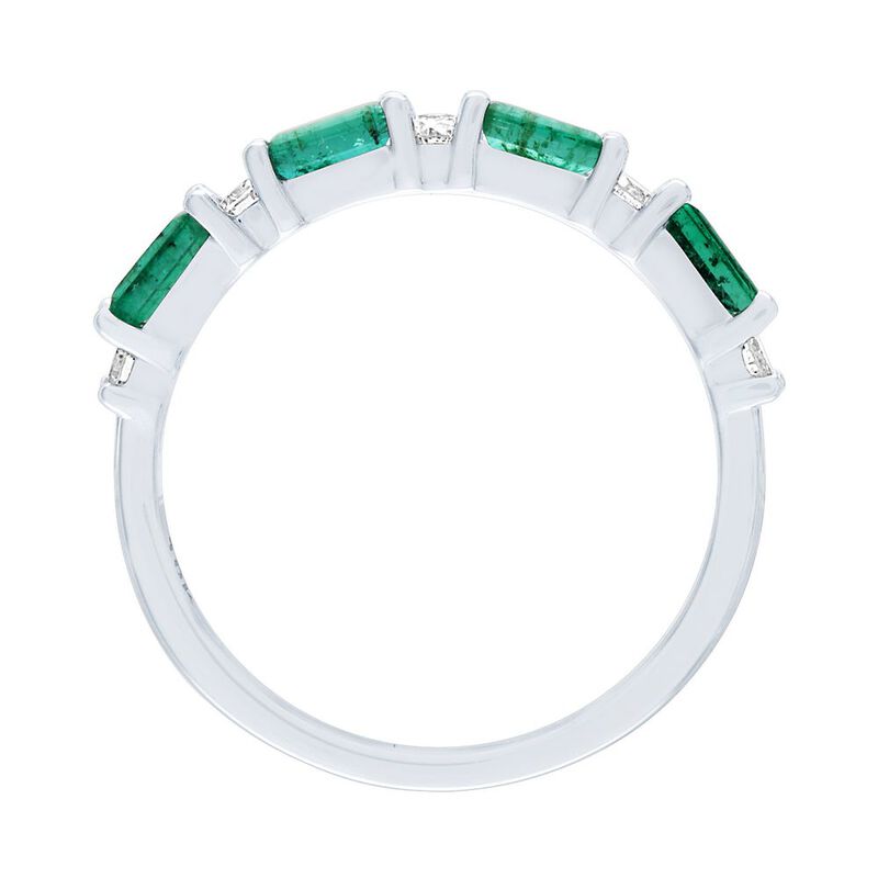 Emerald &amp; 1/5 ct. tw. Diamond Ring in 10K White Gold