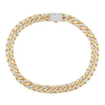 Men’s Lab Grown Diamond Miami Cuban Bracelet in 10K Yellow Gold, 8.5” (2 1/7 ct. tw.)