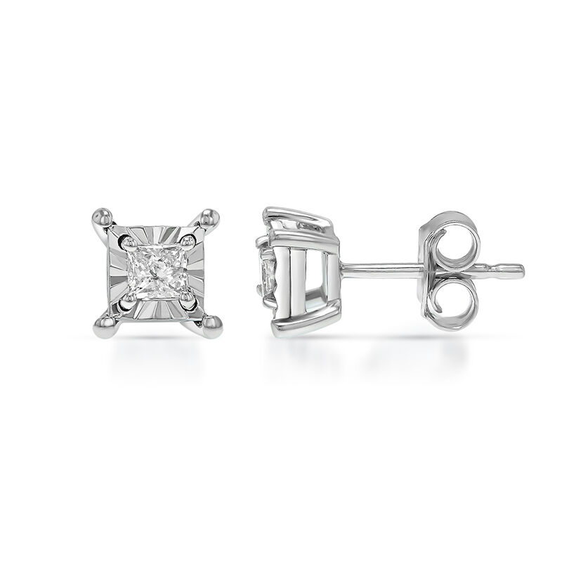 1/4 ct. tw. Diamond Illusion Stud Earrings in 10K White Gold | Helzberg ...