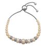 Freshwater Cultured Pearl &amp; Lab Created White Sapphire Bolo Bracelet in Sterling Silver