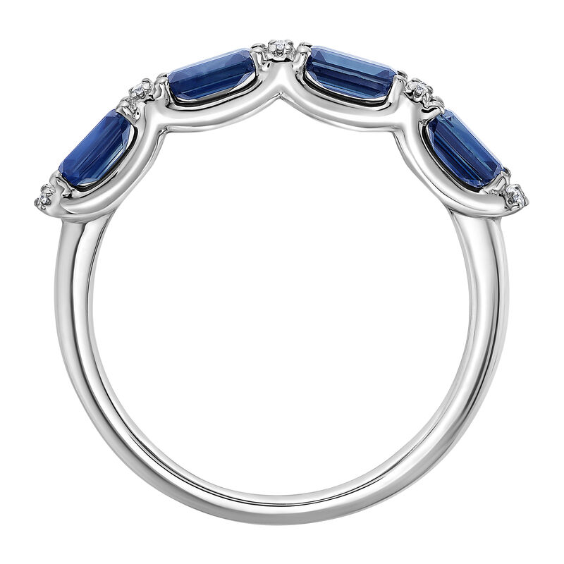 Blue Sapphire and Diamond Accent Band in 10K White Gold