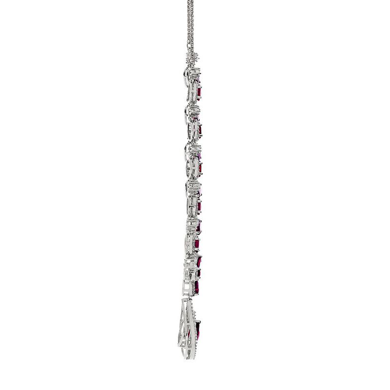 Lab Created Ruby &amp; Lab Created White Sapphire Drop Pendant in Sterling Silver