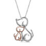 Dog Pendant with Diamond &amp; 10K Rose Gold Accents in Sterling Silver