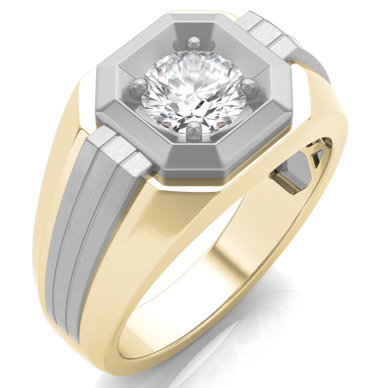 Men&rsquo;s Lab Grown Diamond Solitaire Ring in Two-Tone 10K Gold &#40;1 ctw.&#41;