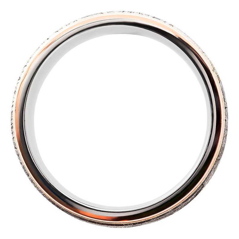 Men&rsquo;s Meteorite Wedding Band with 14K Rose Gold in Cobalt, 7mm