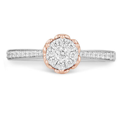Belle Engagement Ring with Diamond Cluster in 14K White & Rose Gold (1/3 ct. tw.)