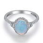 Opal and Diamond Ring in 10K White Gold 