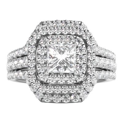 2 ct. tw. Diamond Halo Engagement Ring Set in 14K White Gold