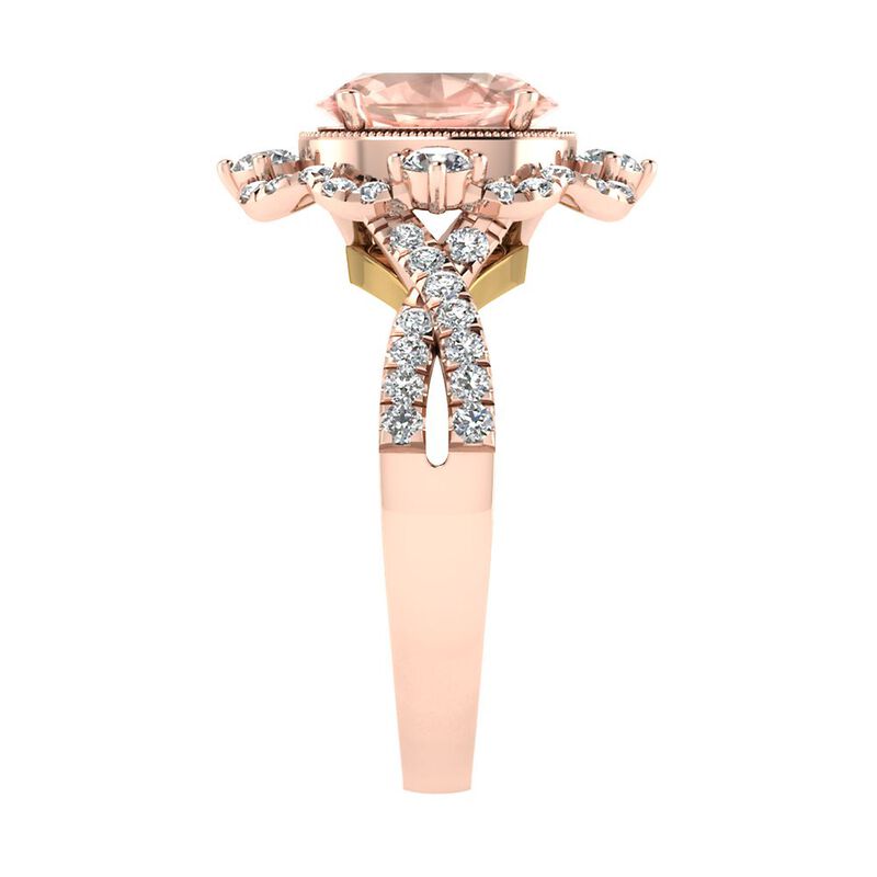 Morganite &amp; 1/2 ct. tw. Diamond Engagement Ring in 14K Rose Gold