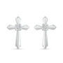 Cross Stud Earrings with Diamond Accents in Sterling Silver