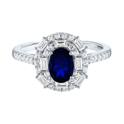 Lab-Created Blue & White Sapphire Ring in Sterling Silver