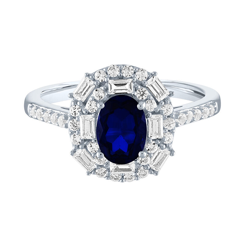 Lab Created Blue &amp; White Sapphire Ring in Sterling Silver