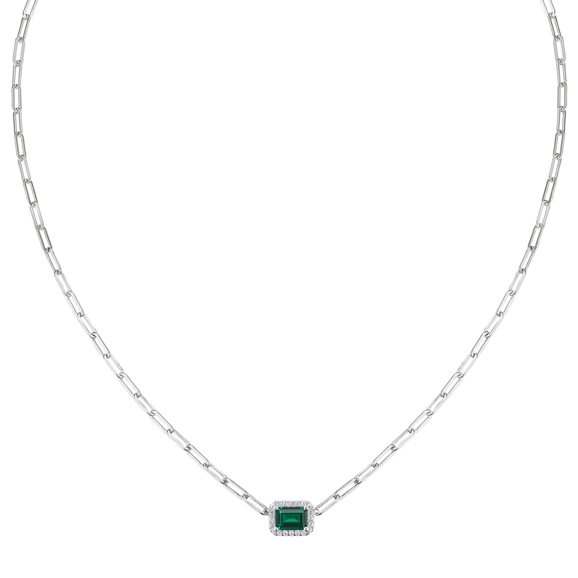 Natural Colombian Emerald Necklace with Diamonds
