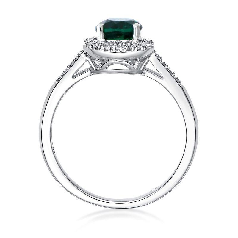 Lab Created Emerald &amp; 1/8 ct. tw. Diamond Ring in Sterling Silver