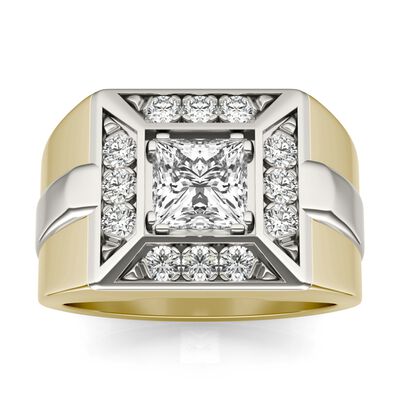 Men's Lab Grown Diamond Ring in 14K Yellow Gold and 14K White Gold (1 3/8 ct. tw.)