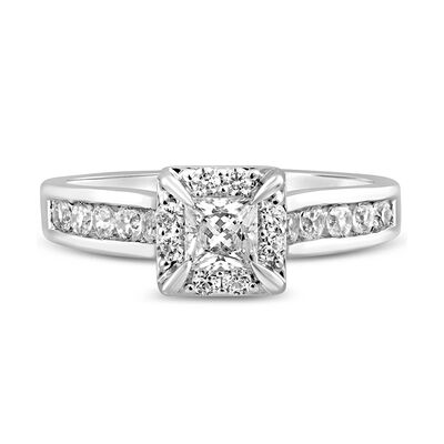 Princess-Cut Diamond Engagement Ring with Channel-Set Band in 14K White Gold (7/8 ct. tw.)