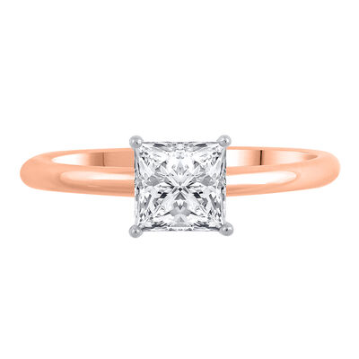 Lab Grown Diamond Princess-Cut Solitaire Engagement Ring in 14K Rose Gold (1 ct.)