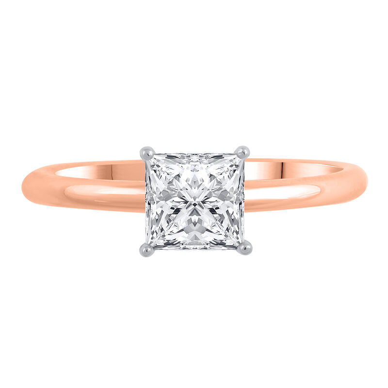 Lab Grown Diamond Princess-Cut Solitaire Engagement Ring in 14K Rose Gold &#40;1 ct.&#41;