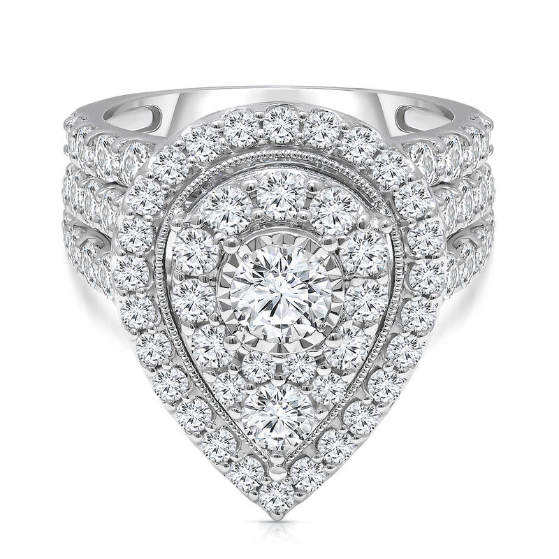 Pear-Shaped Lab Grown Multi-Diamond Engagement Ring Set in 10K White Gold &#40;4 ct. tw.&#41;