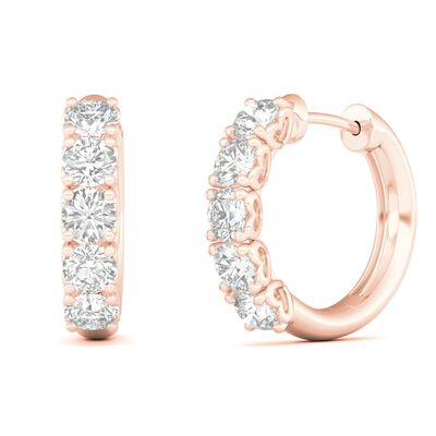 Diamond Hoop Earrings in 10K Rose Gold (1 ct. tw.)