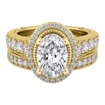 Fran Lab Grown Diamond Oval-Shaped Halo Bridal Set in 14K Yellow Gold (3 1/2 ct. tw.)
