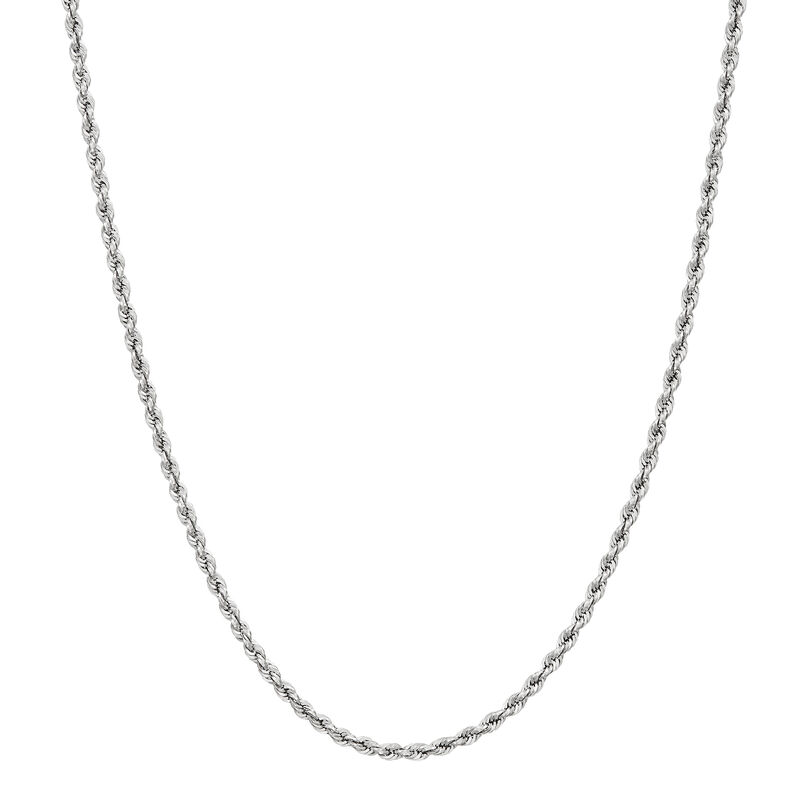 Glitter Rope Chain Necklace in 14K White Gold, 2mm, 20&rdquo; 